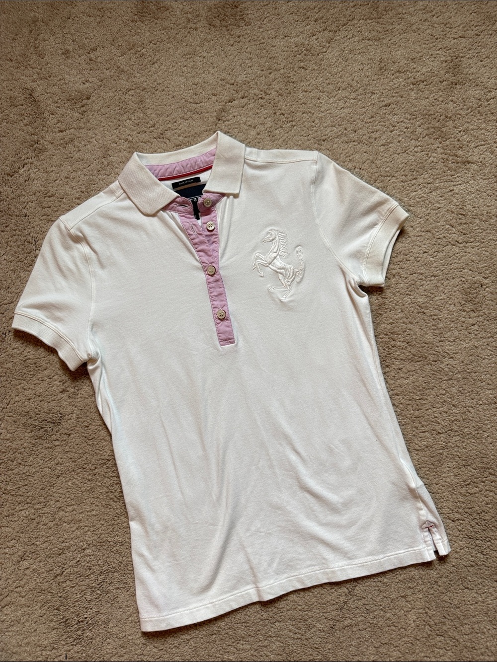 Ferrari White Polo with Lavender Placket